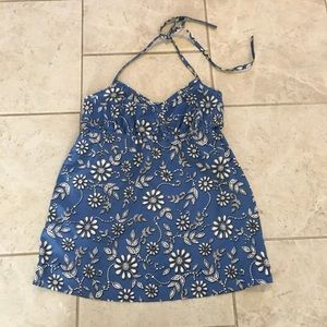 Loft Blue Floral Halter Top NWT